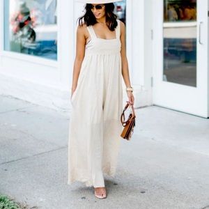 NWOT Blue Blush Tan Jumpsuit